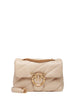 Borsa pinko mini love puff beige in nappa con trapuntatura obliqua e fibbia love birds oro