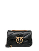 Borsa pinko nera mini love bag puff in nappa con trapuntatura obliqua e fibbia love birds oro