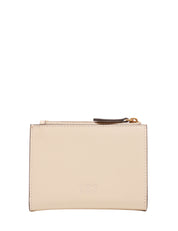 PORTAFOGLIO PINKO BEIGE IN PELLE MANO SETA CON PATTA E LOGO LOVE BIRDS DIAMOND CUT ORO