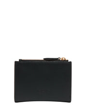 PORTAFOGLI PINKO NERO IN PELLE MANO SETA CON PATTA E LOGO LOVE BIRDS DIAMOND CUT ORO