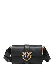 BORSA PINKO MINI LOVE BAG SLOUCHY NERO/ORO IN PELLE CON PATTA
