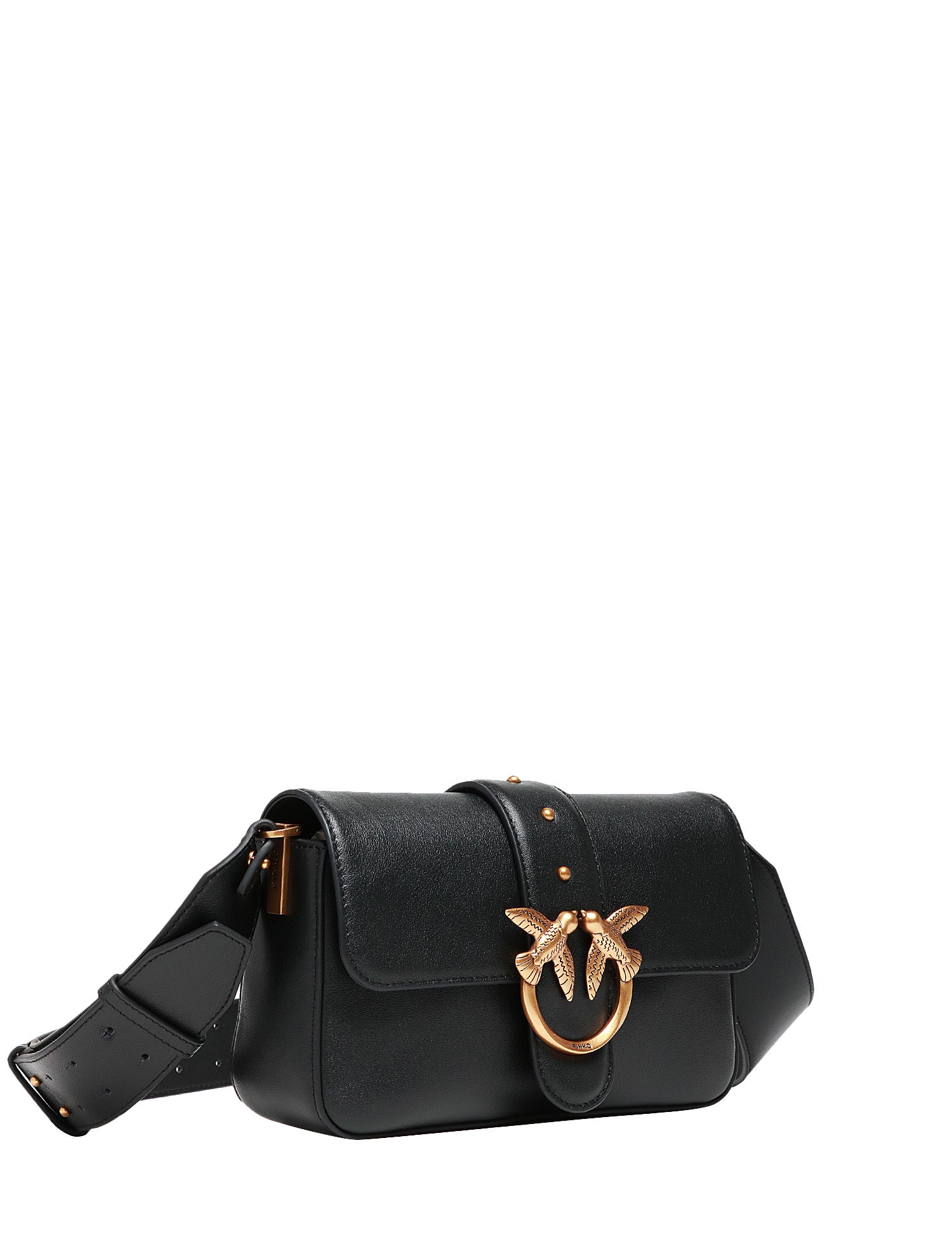 BORSA PINKO MINI LOVE BAG SLOUCHY NERO/ORO IN PELLE CON PATTA