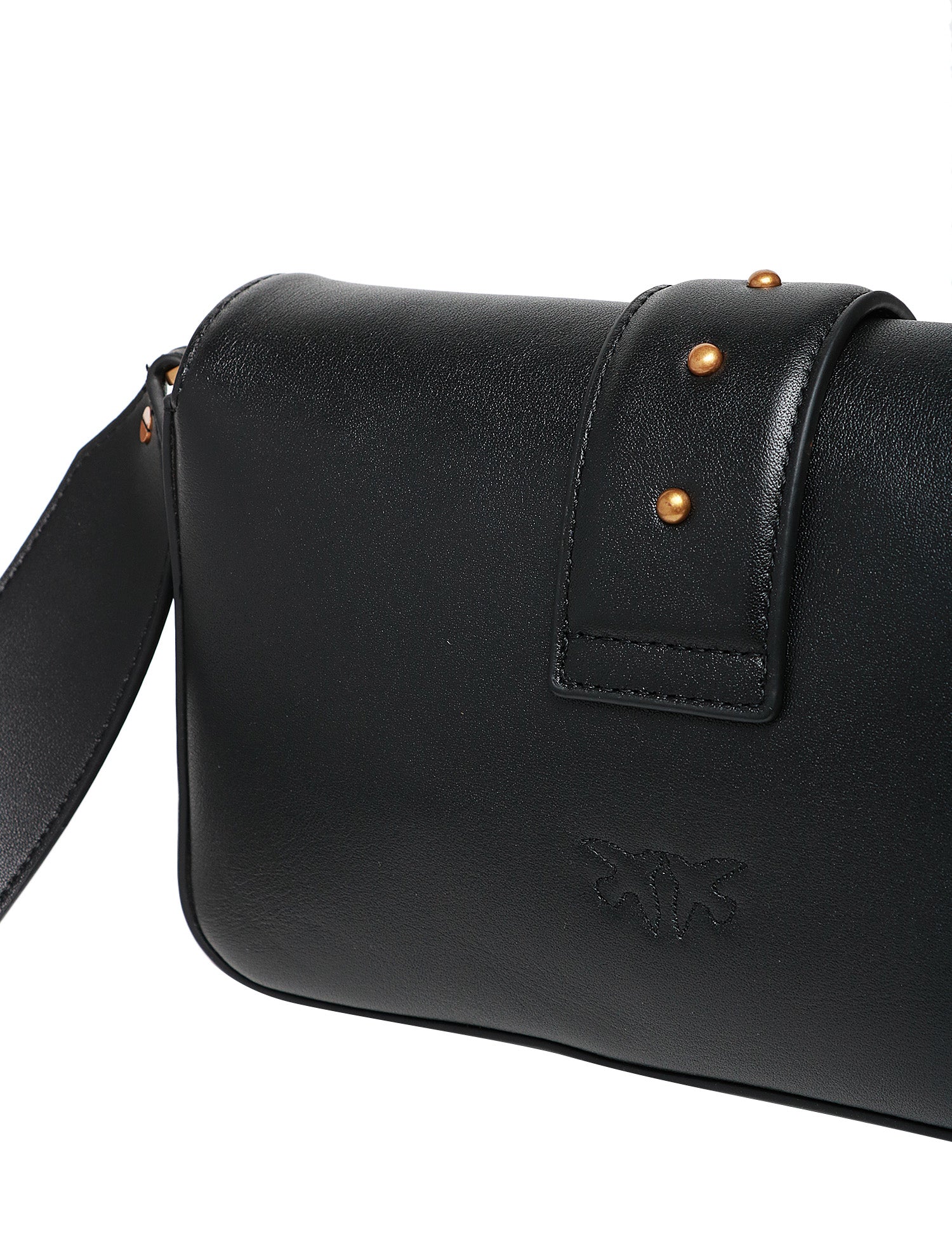 BORSA PINKO MINI LOVE BAG SLOUCHY NERO/ORO IN PELLE CON PATTA