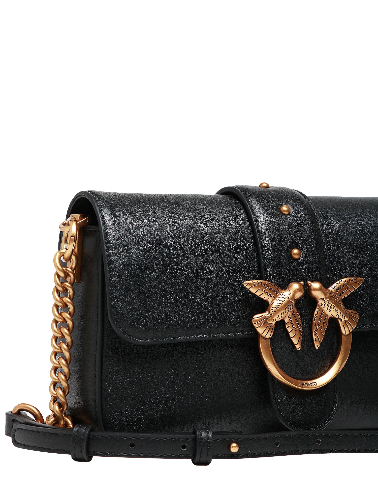 BORSA PINKO MINI LOVE BAG SLOUCHY NERO/ORO IN PELLE CON PATTA
