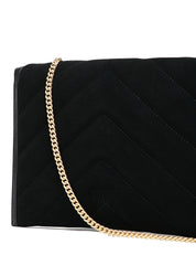 BORSA DONNA PINKO MODELLO BUSTINA NERA IN PELLE SCAMOSCIATA CON TRACOLLA REMOVIBILE E FIBBIA ORO