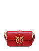 Borsa pinko mini love bag slouchy rossa in pelle con doppia tracolla e fibbia love birds oro