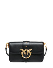 BORSA DONNA PINKO MINI LOVE BAG SLOUCHY NERAA CON DOPPIA TRACOLLA E FIBBIA LOVE BIRDS ORO