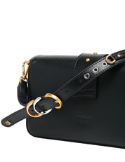 BORSA DONNA PINKO MINI LOVE BAG SLOUCHY NERAA CON DOPPIA TRACOLLA E FIBBIA LOVE BIRDS ORO