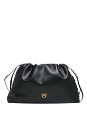 BORSA DONNA PINKO MAXI CLUTCH NERA CON DUE TRACOLLE REGOLABILI E PLACCA LOGO LOVE BIRDS