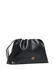 BORSA DONNA PINKO MAXI CLUTCH NERA CON DUE TRACOLLE REGOLABILI E PLACCA LOGO LOVE BIRDS