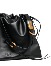 BORSA DONNA PINKO MAXI CLUTCH NERA CON DUE TRACOLLE REGOLABILI E PLACCA LOGO LOVE BIRDS