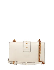 BORSA PINKO MINI LOVE BAG ICON BIANCA IN PELLE MANO SETA CON BORCHIE E FIBBIA LOVE BIRDS ORO
