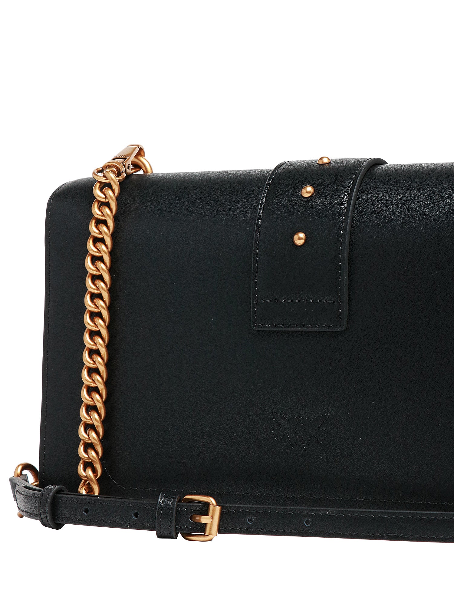 BORSA PINKO CLASSIC LOVE BAG ONE NERA IN PELLE MANO SETA CON FIBBIA LOVE BIRDS IN METALLO DORATO