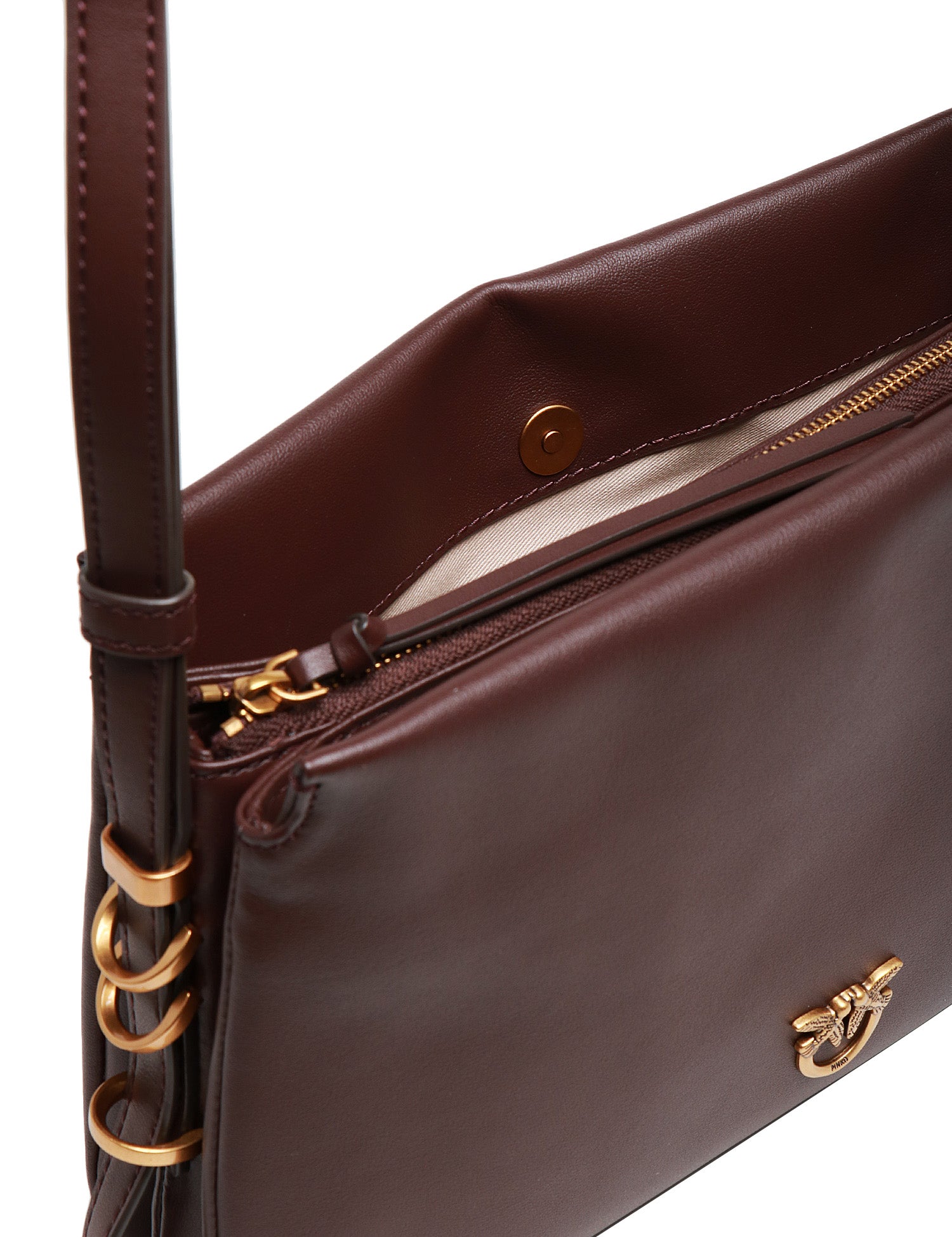 BORSA DONNA PINKO ONE, TWO, THREE BAG MINI ROSSA IN PELLE MANO SETA CON TRE SCOMPARTI E TRACOLLA