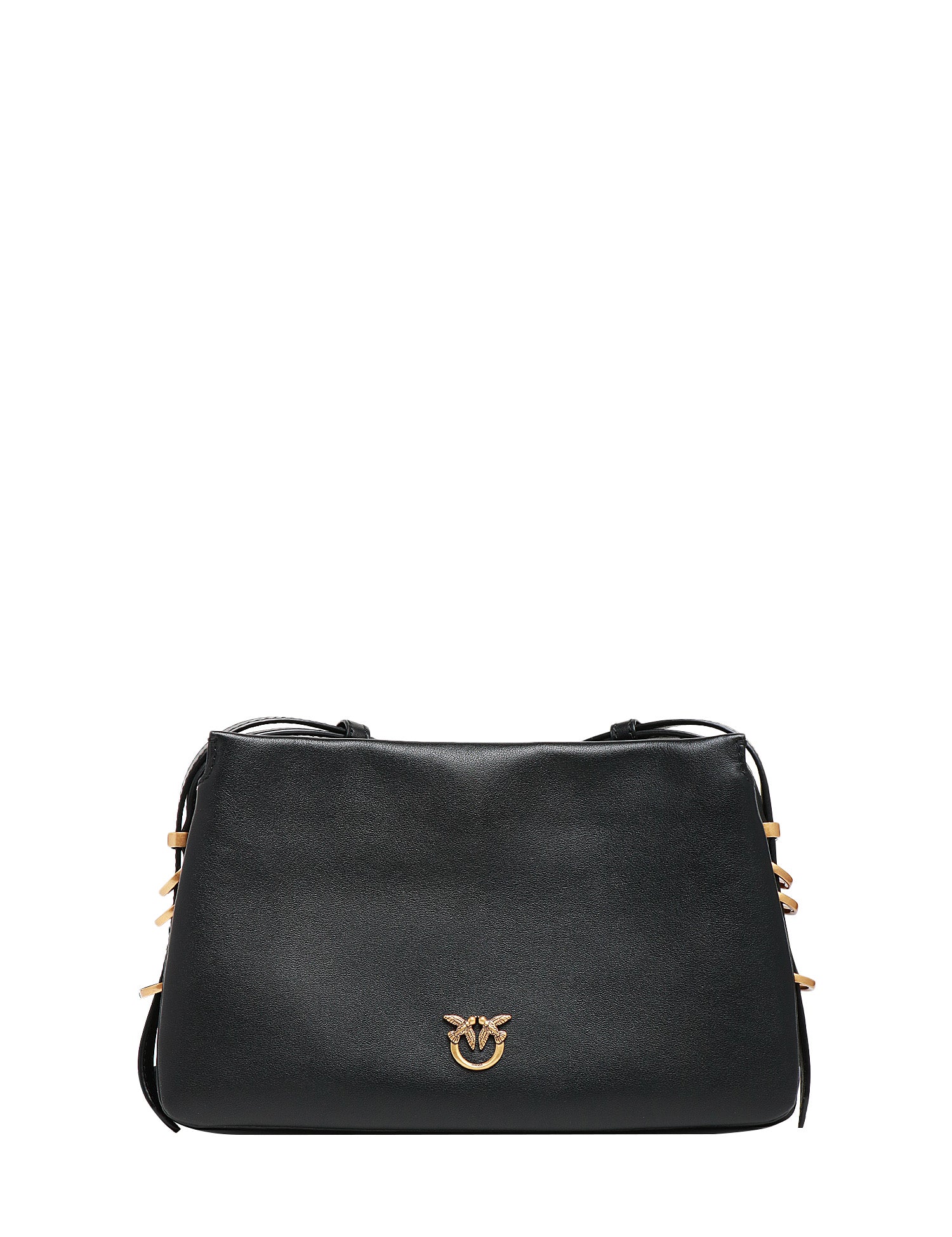 BORSA DONNA PINKO ONE, TWO, THREE BAG MINI NERA IN PELLE MANO SETA CON TRE SCOMPARTI E TRACOLLA