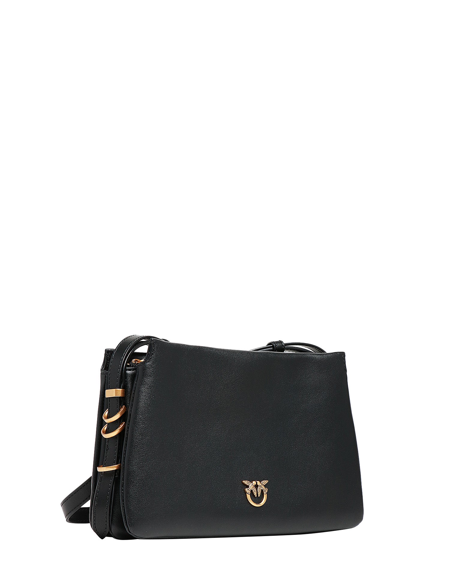 BORSA DONNA PINKO ONE, TWO, THREE BAG MINI NERA IN PELLE MANO SETA CON TRE SCOMPARTI E TRACOLLA