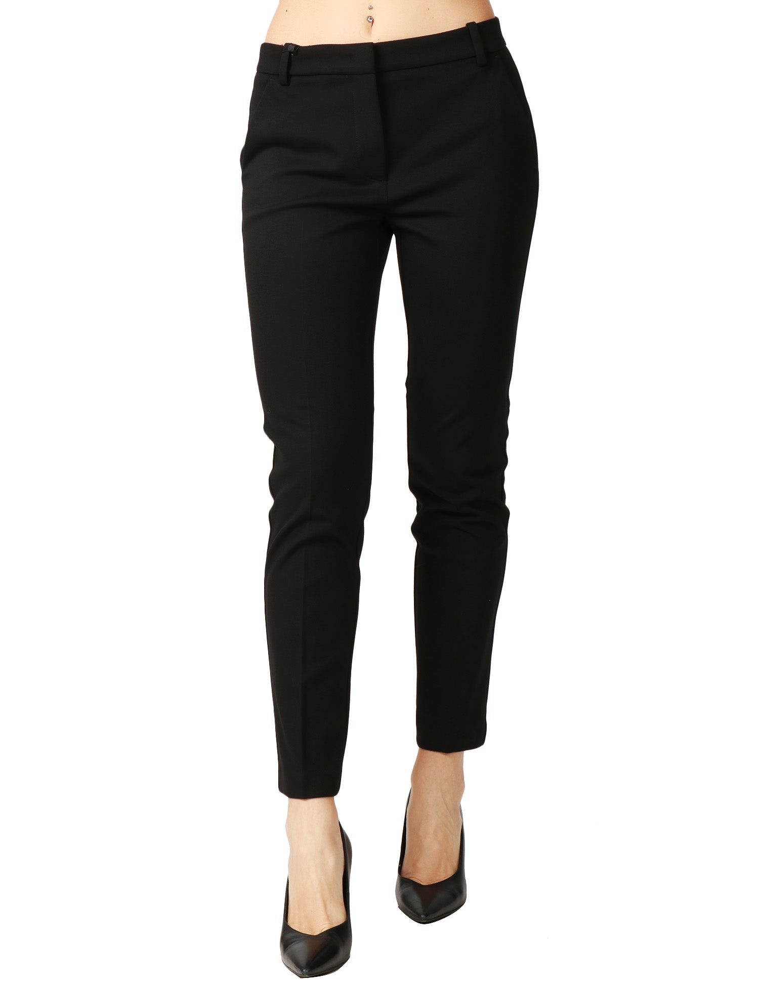 PANTALONE DONNA PINKO BELLO NERO CIGARETTE-FIT IN PUNTO STOFFA