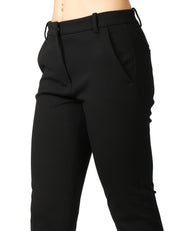 PANTALONE DONNA PINKO BELLO NERO CIGARETTE-FIT IN PUNTO STOFFA
