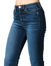 JEANS DONNA PINKO BRITNEY DENM SCURO A ZAMPA SULLA CAVIGLIA CON RICAMO LOGO SULLA TASCA POSTERIORE