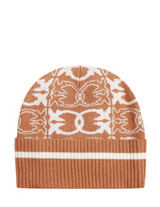 CAPPELLO DONNA PINKO BULGARIA BIANCO/CAMMELLO CON STAMPA JACQUARD LOVE BIRDS