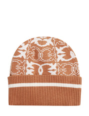 CAPPELLO DONNA PINKO BULGARIA BIANCO/CAMMELLO CON STAMPA JACQUARD LOVE BIRDS