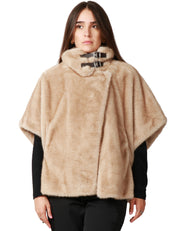 CAPPA DONNA PINKO COMODINO BEIGE A MANICHE CORTE IN TESSUTO ASPEN EFFETTO PELLICCIA