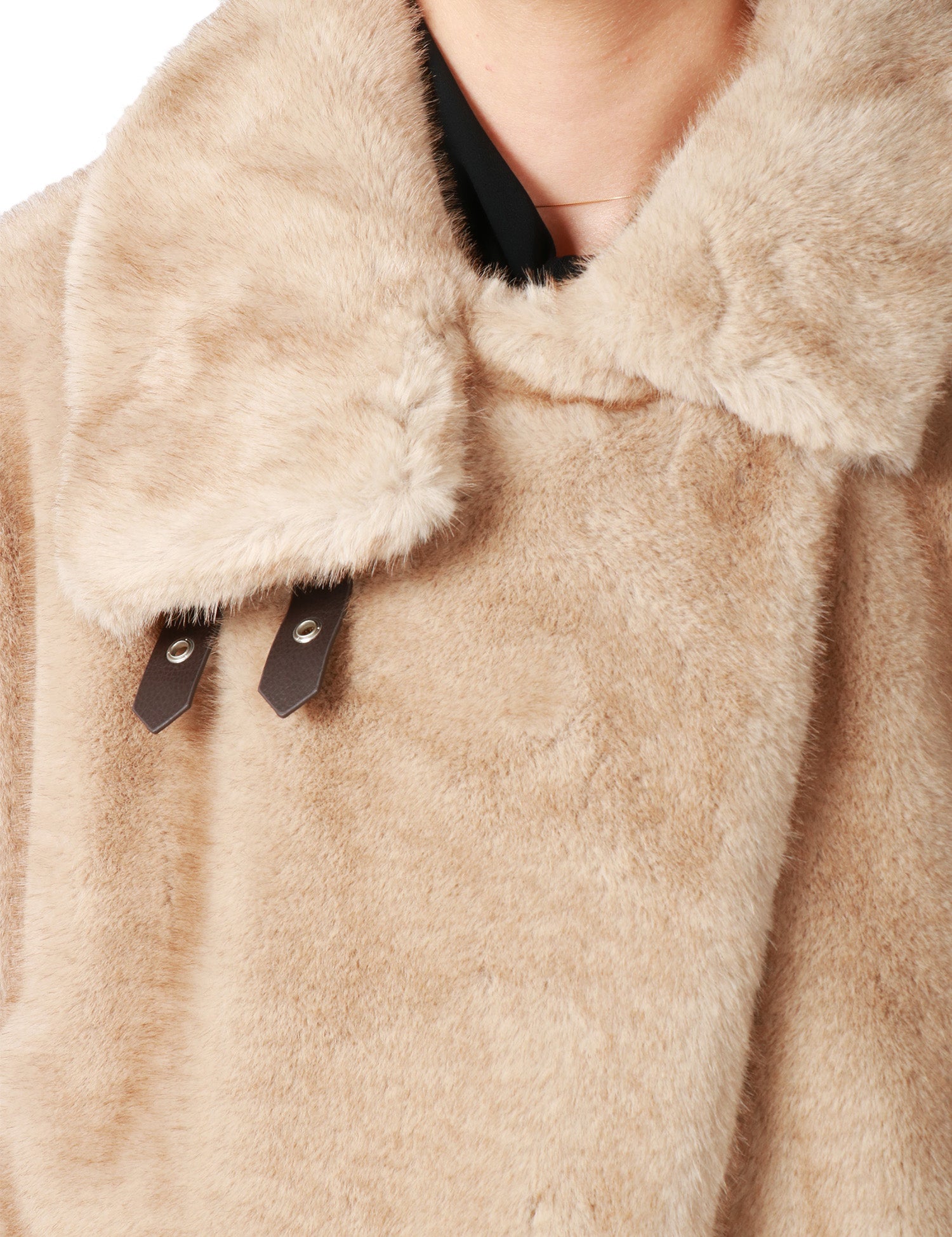CAPPA DONNA PINKO COMODINO BEIGE A MANICHE CORTE IN TESSUTO ASPEN EFFETTO PELLICCIA