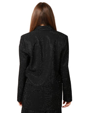 GIACCA DONNA PINKO DELEDDA NERA OVERSIZE DOPPIOPETTO CON STRASS IN TONO ALL-OVER