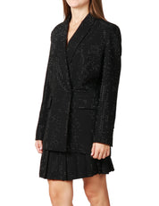 GIACCA DONNA PINKO DELEDDA NERA OVERSIZE DOPPIOPETTO CON STRASS IN TONO ALL-OVER