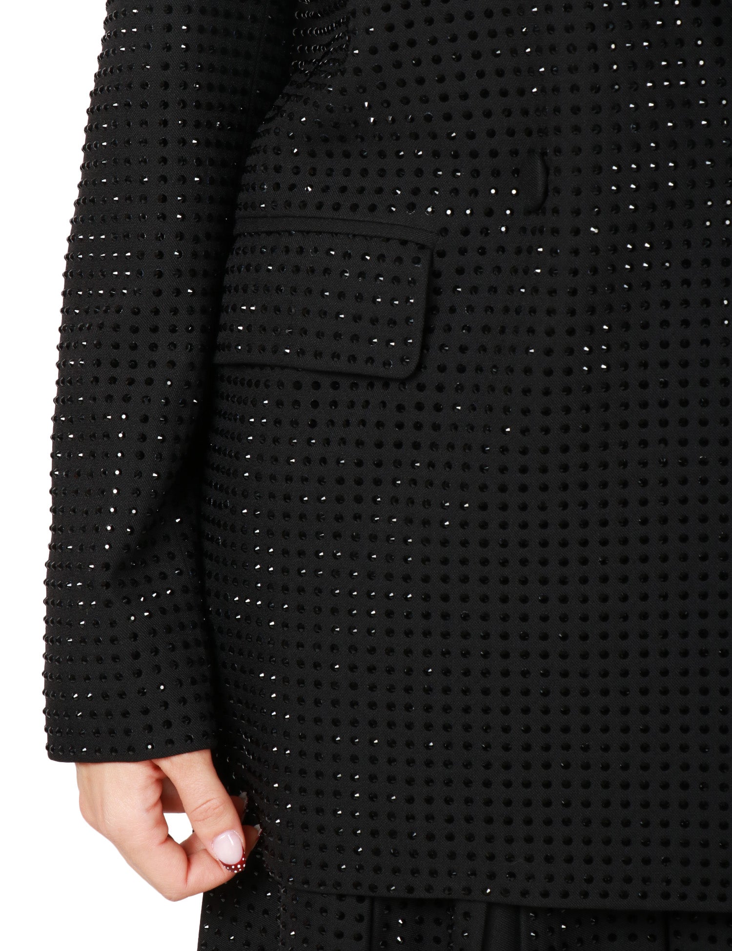 GIACCA DONNA PINKO DELEDDA NERA OVERSIZE DOPPIOPETTO CON STRASS IN TONO ALL-OVER