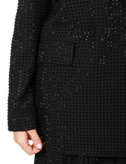 GIACCA DONNA PINKO DELEDDA NERA OVERSIZE DOPPIOPETTO CON STRASS IN TONO ALL-OVER