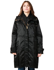 PIUMINO DONNA PINKO DELMA NERO IN TELA LUCIDA CON COLLO ALTO E CAPPUCCIO