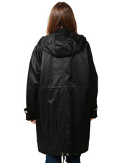 PIUMINO DONNA PINKO DELMA NERO IN TELA LUCIDA CON COLLO ALTO E CAPPUCCIO