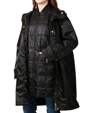 PIUMINO DONNA PINKO DELMA NERO IN TELA LUCIDA CON COLLO ALTO E CAPPUCCIO