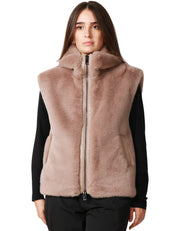 GILET DONNA PINKO DEYN BISCOTTO IN TESSUTO ASPEN EFFETTO PELLICCIA CON COLLO ALTO E ZIP