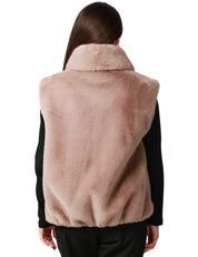 GILET DONNA PINKO DEYN BISCOTTO IN TESSUTO ASPEN EFFETTO PELLICCIA CON COLLO ALTO E ZIP