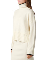 MAGLIA DONNA PINKO FALKLAND BIANCA DOLCEVITA IN LANA MERINO E CASHMERE CON FILATO A CONTRASTO