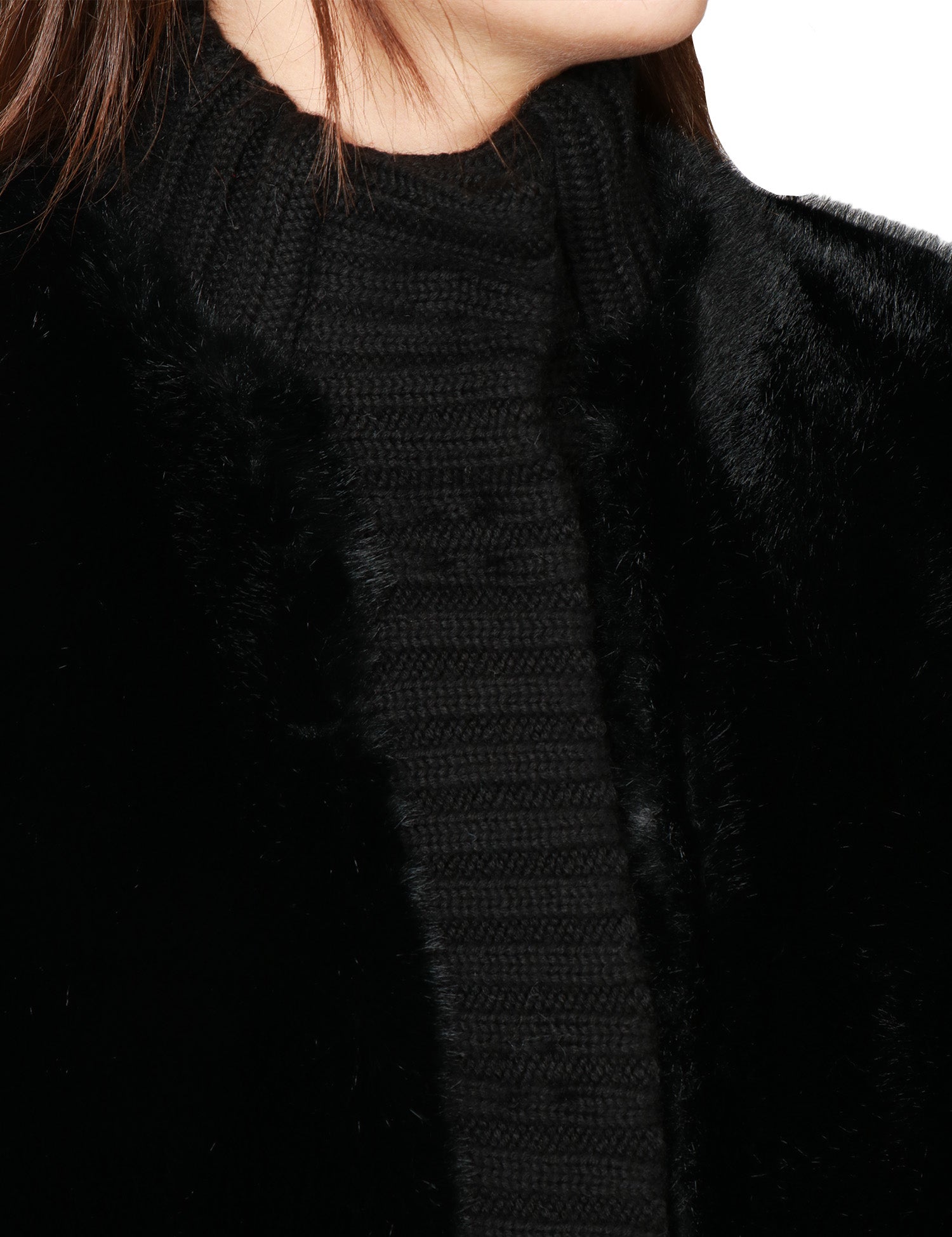 GILET LUNGO DONNA PINKO GENOVESE NERO IN SIMILPELLICCIA E DETTAGLIA IN MAGLIA
