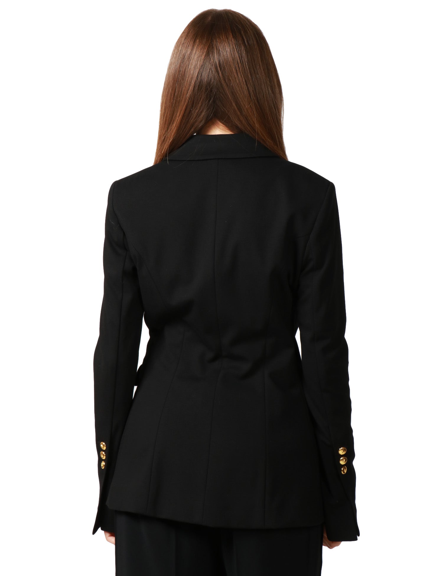 GIACCA BLAZER PINKO GRANITA NERA DOPPIOPETTO ASIMMETRICA CON BOTTONI IN METALLO DORATO DECORATI