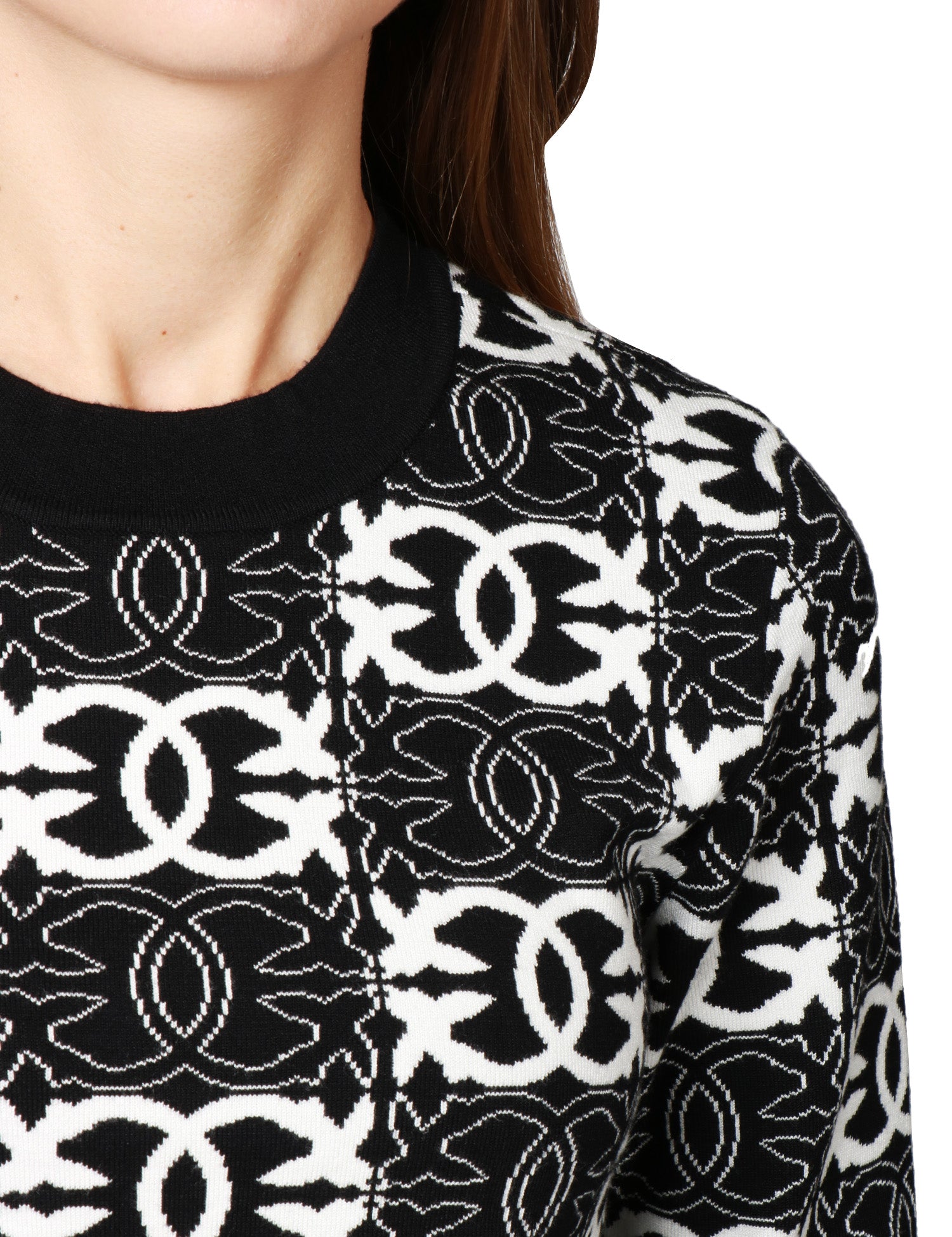 MAGLIA DONNA PINKO GYPSIES NERO/BIANCO IN MISTO VISCOSA CON LOGO LOVE BIRDS ALL OVER