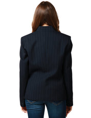 GIACCA DONNA PINKO KEBAB BLU/BIANCO GESSATO MONOPETTO IN LANA POLY CON COLLO REVERS ALZATO