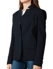 GIACCA DONNA PINKO KEBAB BLU/BIANCO GESSATO MONOPETTO IN LANA POLY CON COLLO REVERS ALZATO