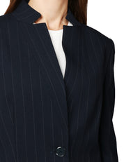 GIACCA DONNA PINKO KEBAB BLU/BIANCO GESSATO MONOPETTO IN LANA POLY CON COLLO REVERS ALZATO