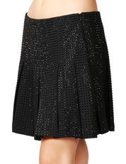 GONNA MINI PINKO MARISOL NERA CON STRASS ALL OVER E PIEGHE