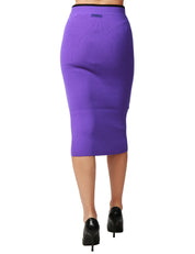 GONNA TUBINO PINKO NUOVA GUINEA LAVANDA IN MISTO LANA E CASHMERE CON ETICHETTA LOGO SUL RETRO