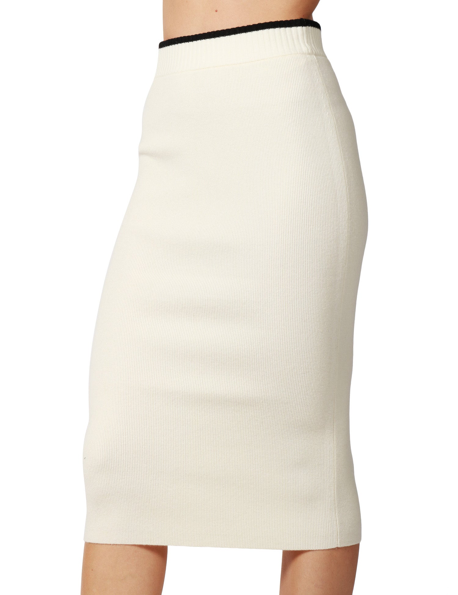 GONNA TUBINO PINKO NUOVA GUINEA BIANCA IN LANA MERINO E CASHMERE CON ETICHETTA LOGO SUL RETRO