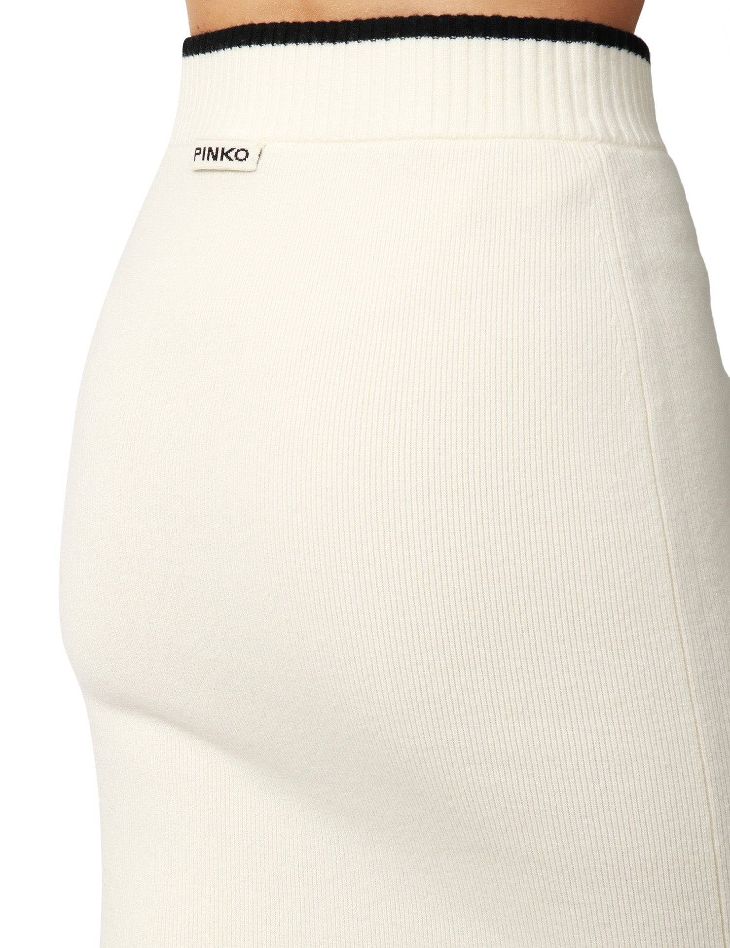 GONNA TUBINO PINKO NUOVA GUINEA BIANCA IN LANA MERINO E CASHMERE CON ETICHETTA LOGO SUL RETRO