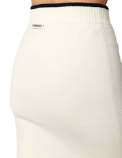 GONNA TUBINO PINKO NUOVA GUINEA BIANCA IN LANA MERINO E CASHMERE CON ETICHETTA LOGO SUL RETRO