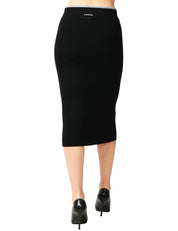 GONNA TUBINO PINKO NUOVA GUINEA NERA IN MISTO LANA E CASHMERE CON ETICHETTA LOGO SUL RETRO