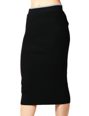 GONNA TUBINO PINKO NUOVA GUINEA NERA IN MISTO LANA E CASHMERE CON ETICHETTA LOGO SUL RETRO